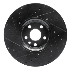 Volvo XC60 Brake Rotor (1) - Front Right - R1 Concepts - Drilled & Slotted - Black - `10-`16
